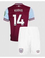 Otroške Nogometnih dresov West Ham United Mohammed Kudus #14 Domači 2024-25 Kratki rokavi (+ hlače)